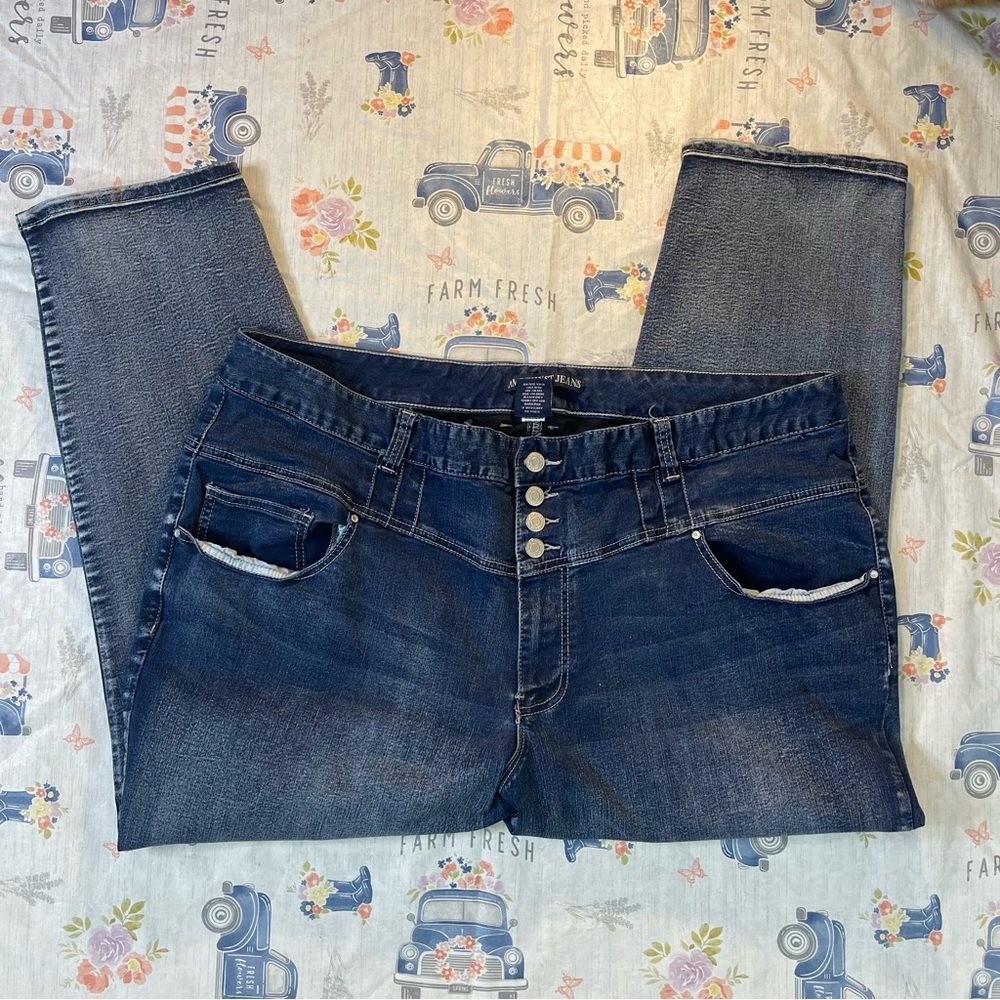 Amethyst Jeans “Delano” High Rise 4-Button + Zip Fly Jeans Size 24 Short